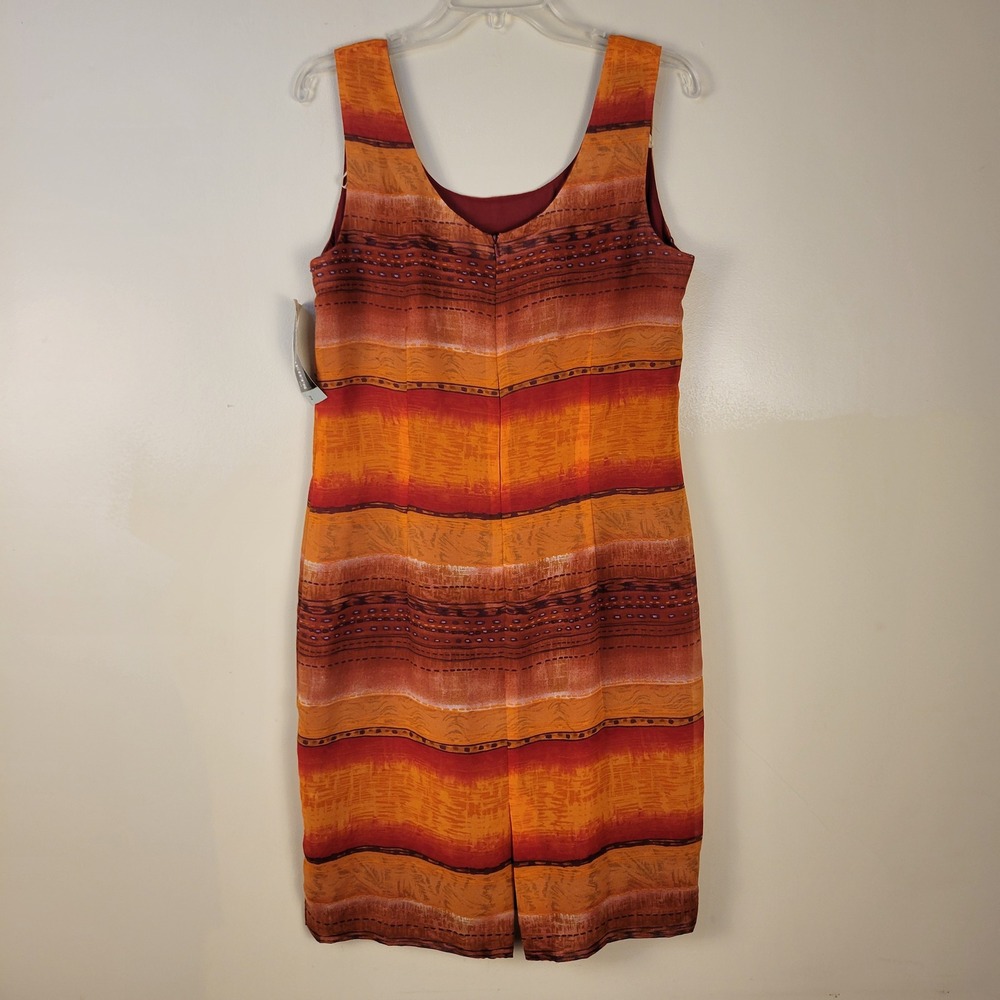 John Roberts Womens Orange Red Striped Scoop Neck‎ Sheath Dress Size 12